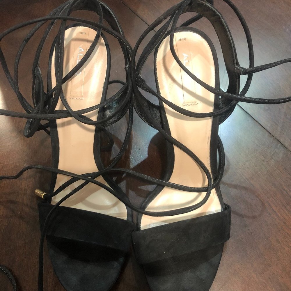Aldo Size 6 Black Strappy Heels